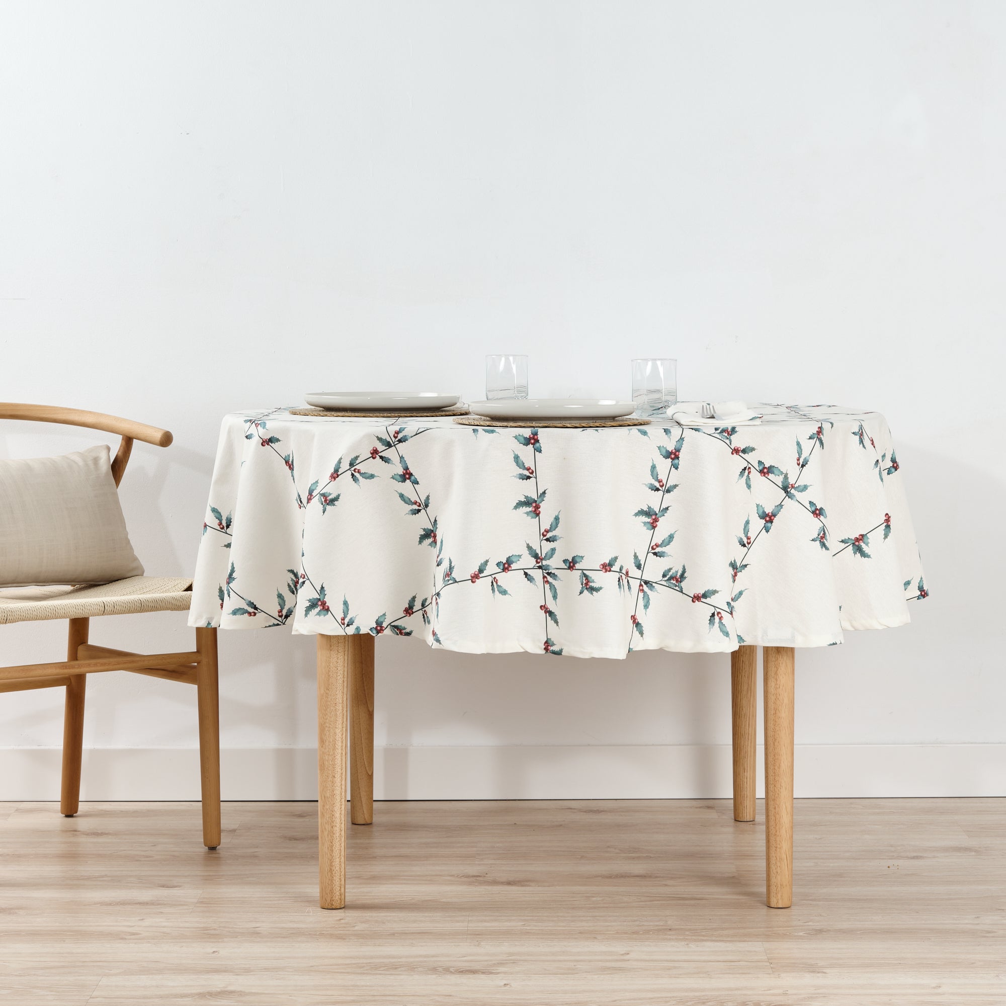 Mantel redondo antimanchas White Christmas 1