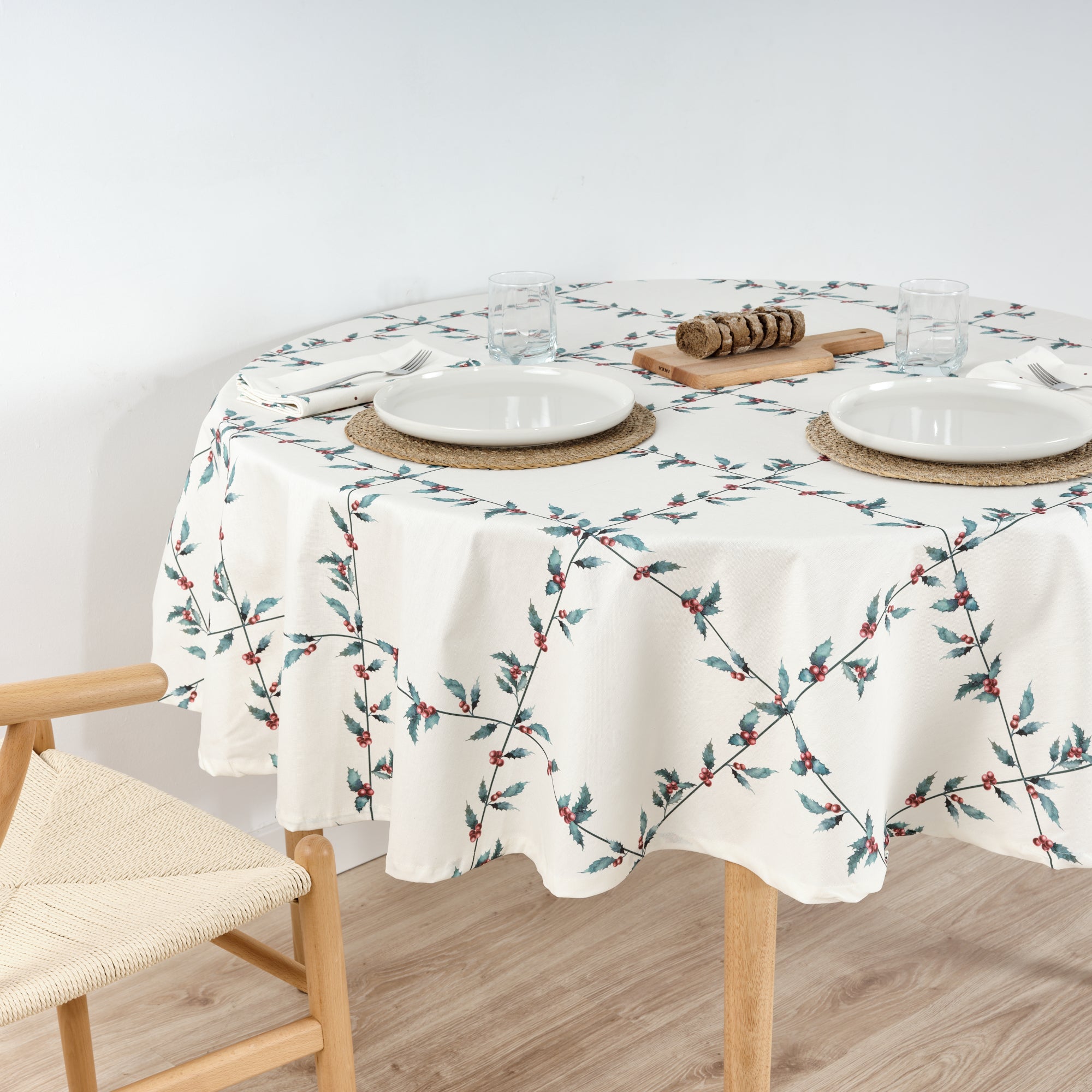 Mantel redondo antimanchas White Christmas 1