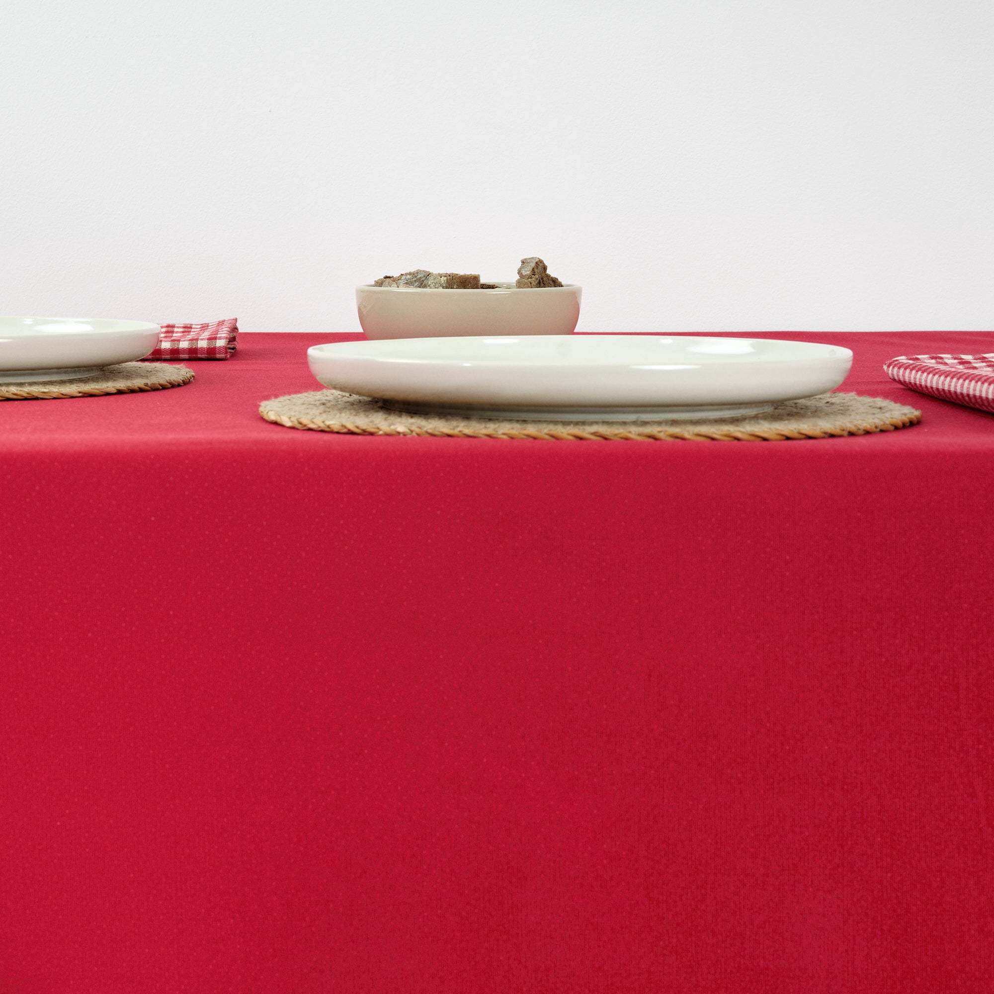 Mantel antimanchas reversible jacquard LISO ROJO