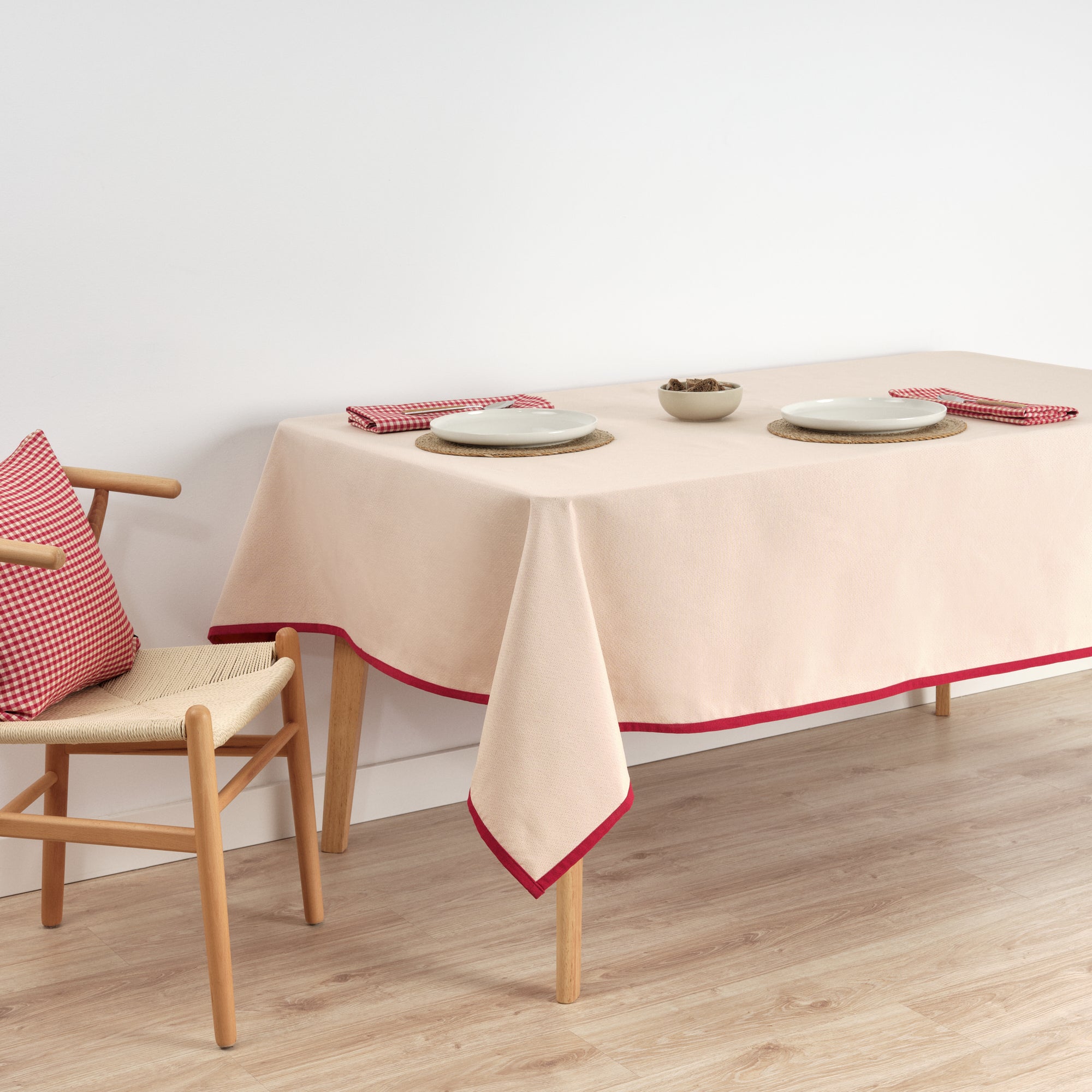 Mantel antimanchas reversible jacquard LISO ROJO