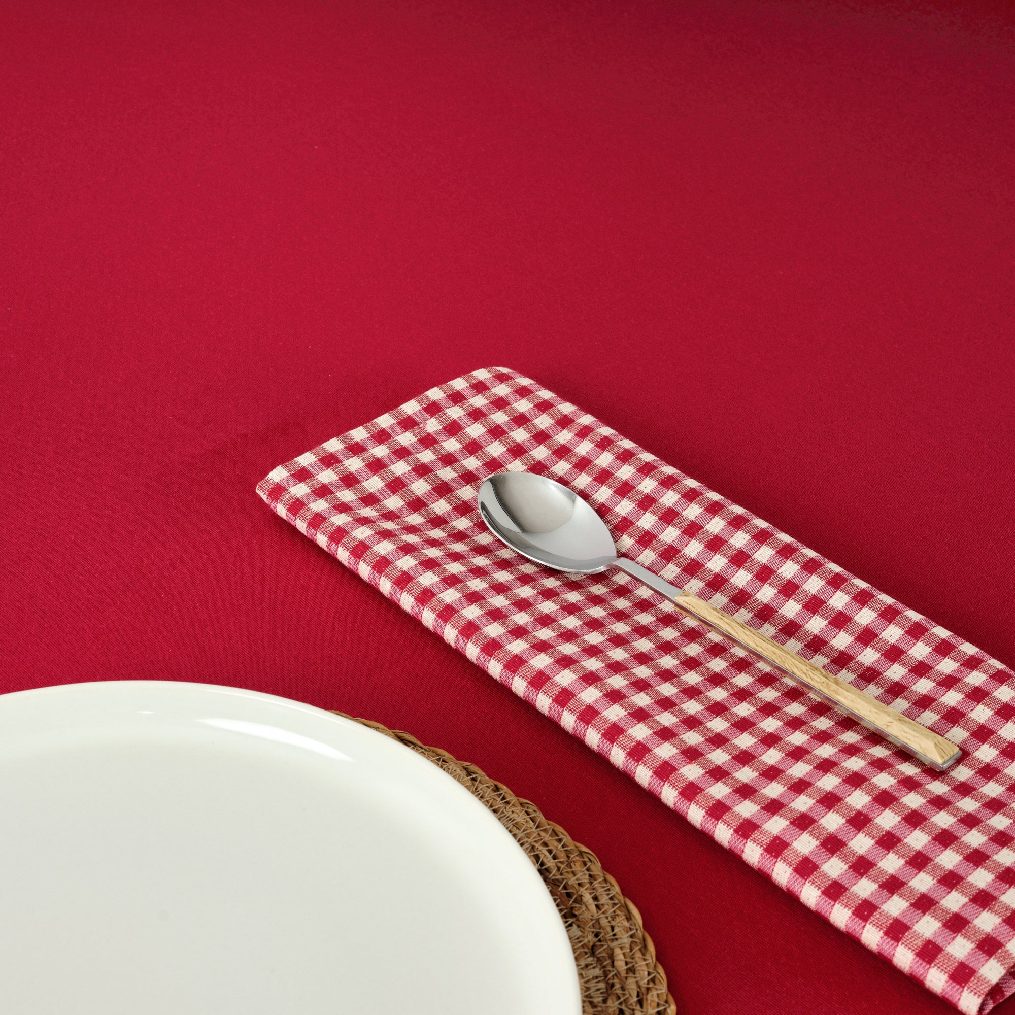 Mantel antimanchas reversible jacquard LISO ROJO