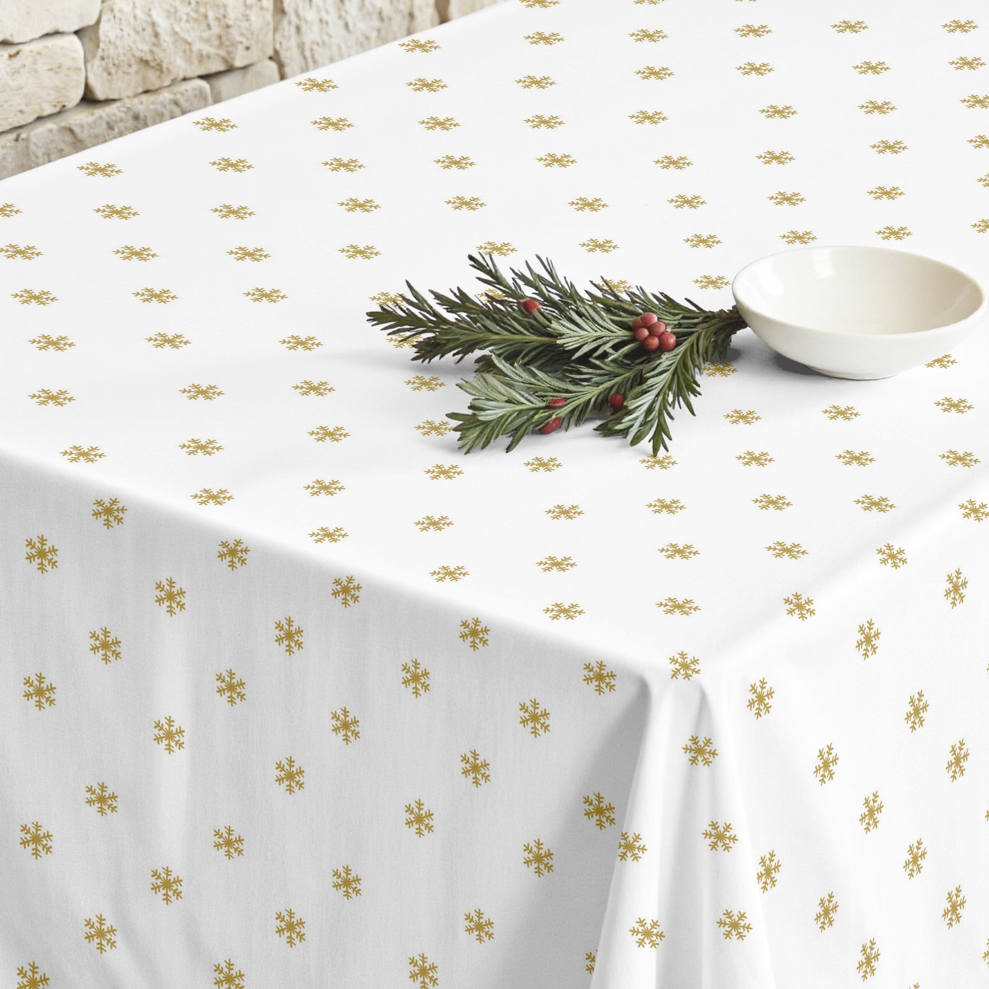Mantel antimanchas Snowflakes Gold