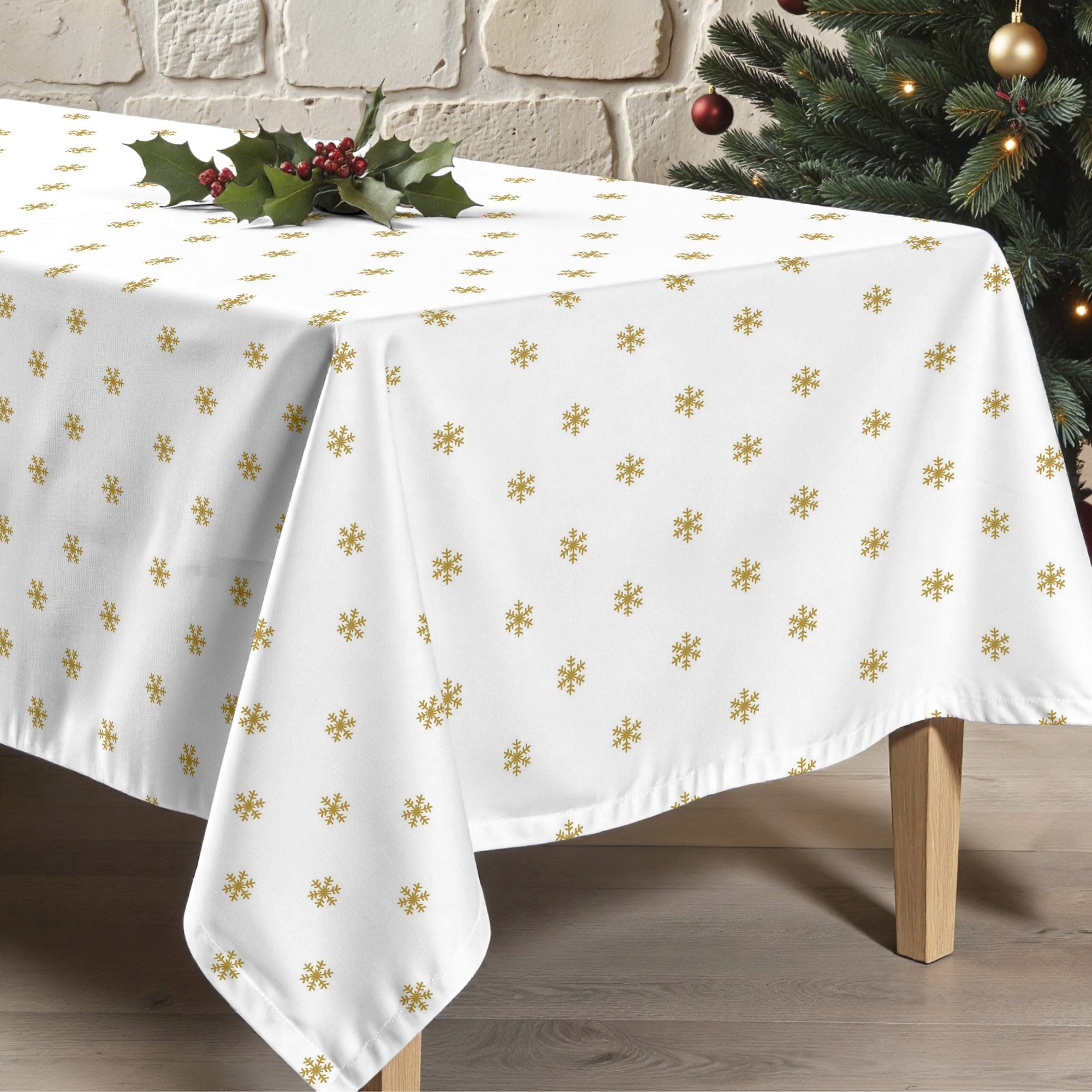 Mantel antimanchas Snowflakes Gold