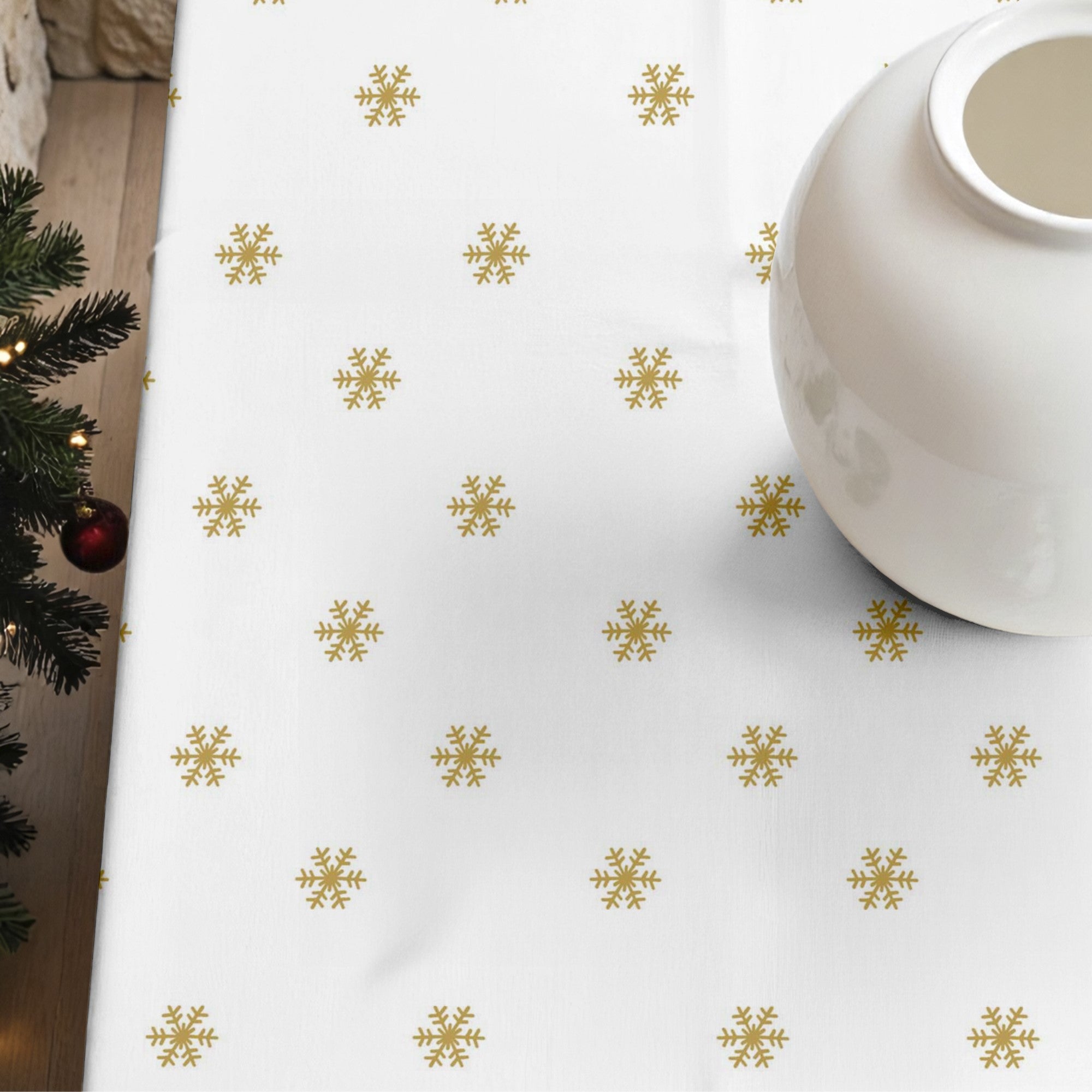 Mantel antimanchas Snowflakes Gold