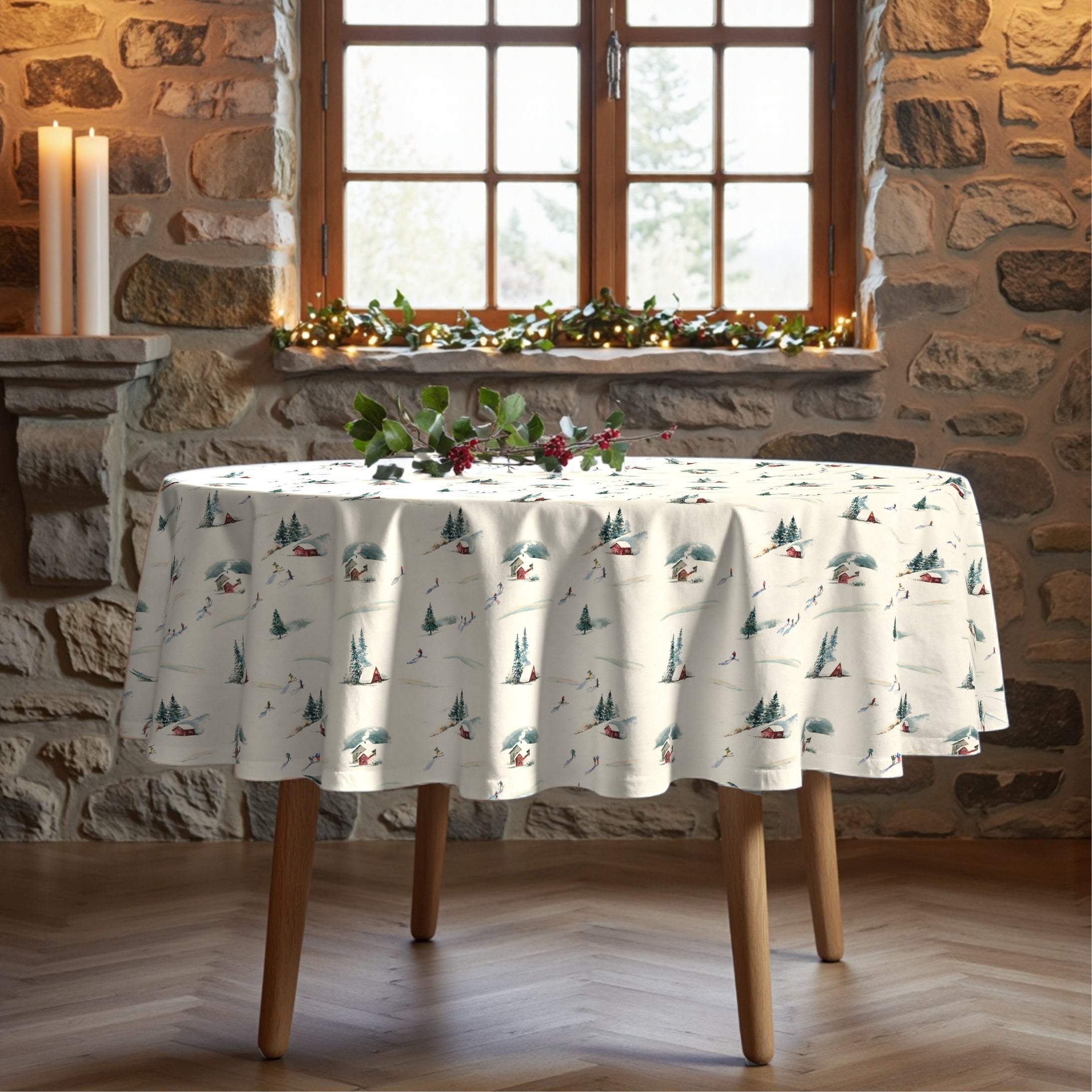 Mantel redondo antimanchas Winter Ski 1225