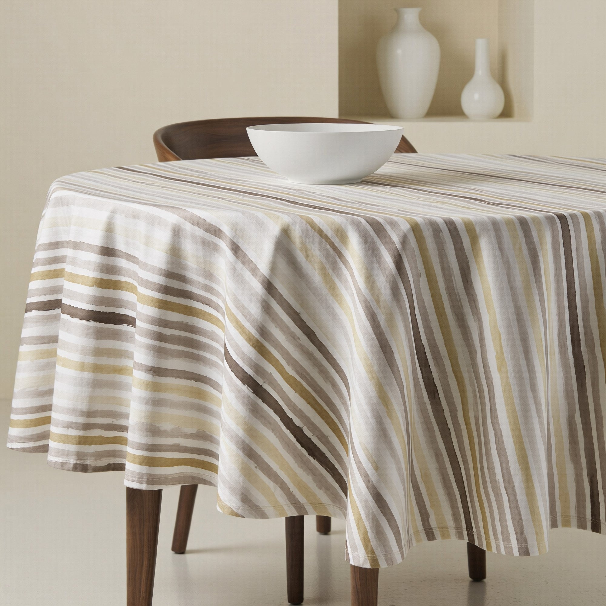 Mantel redondo antimanchas Naiara Marrón