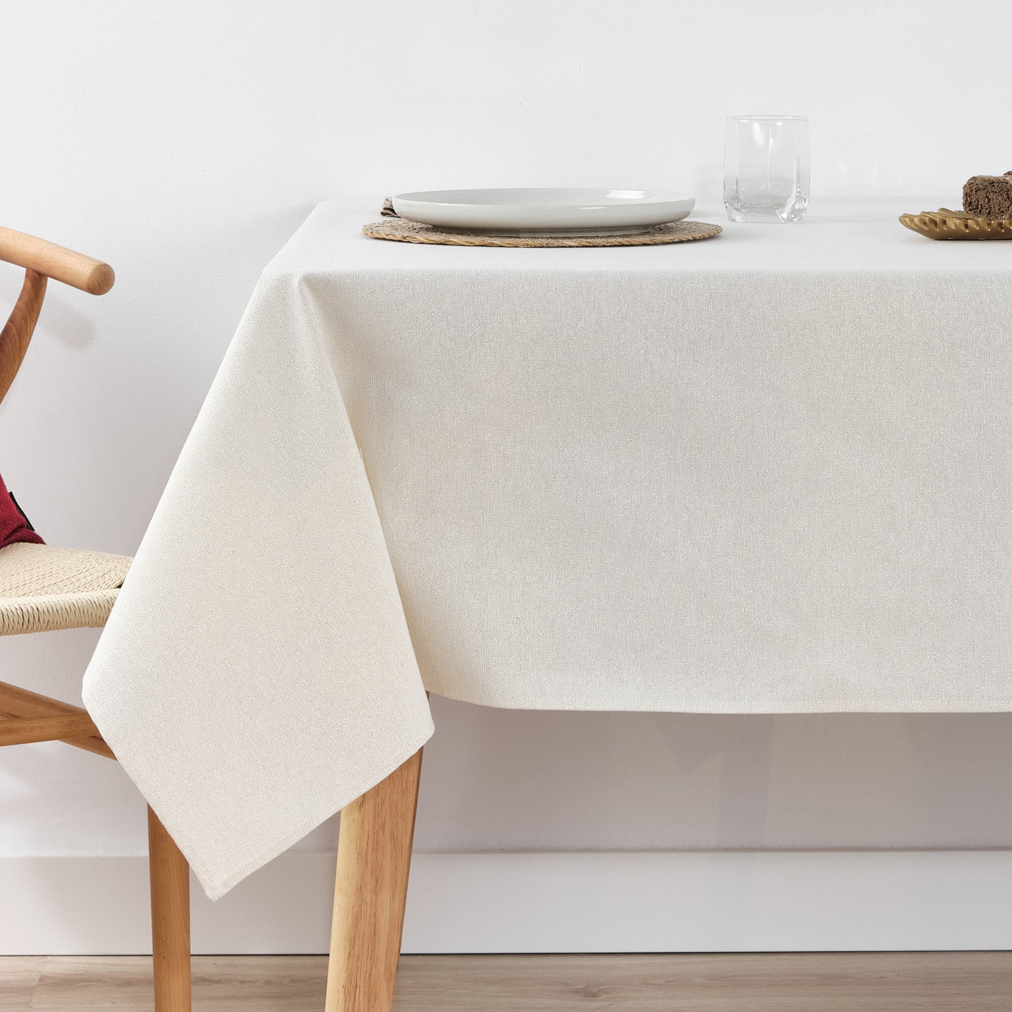 Mantel impermeable antimanchas algodón-lurex Crudo Oro