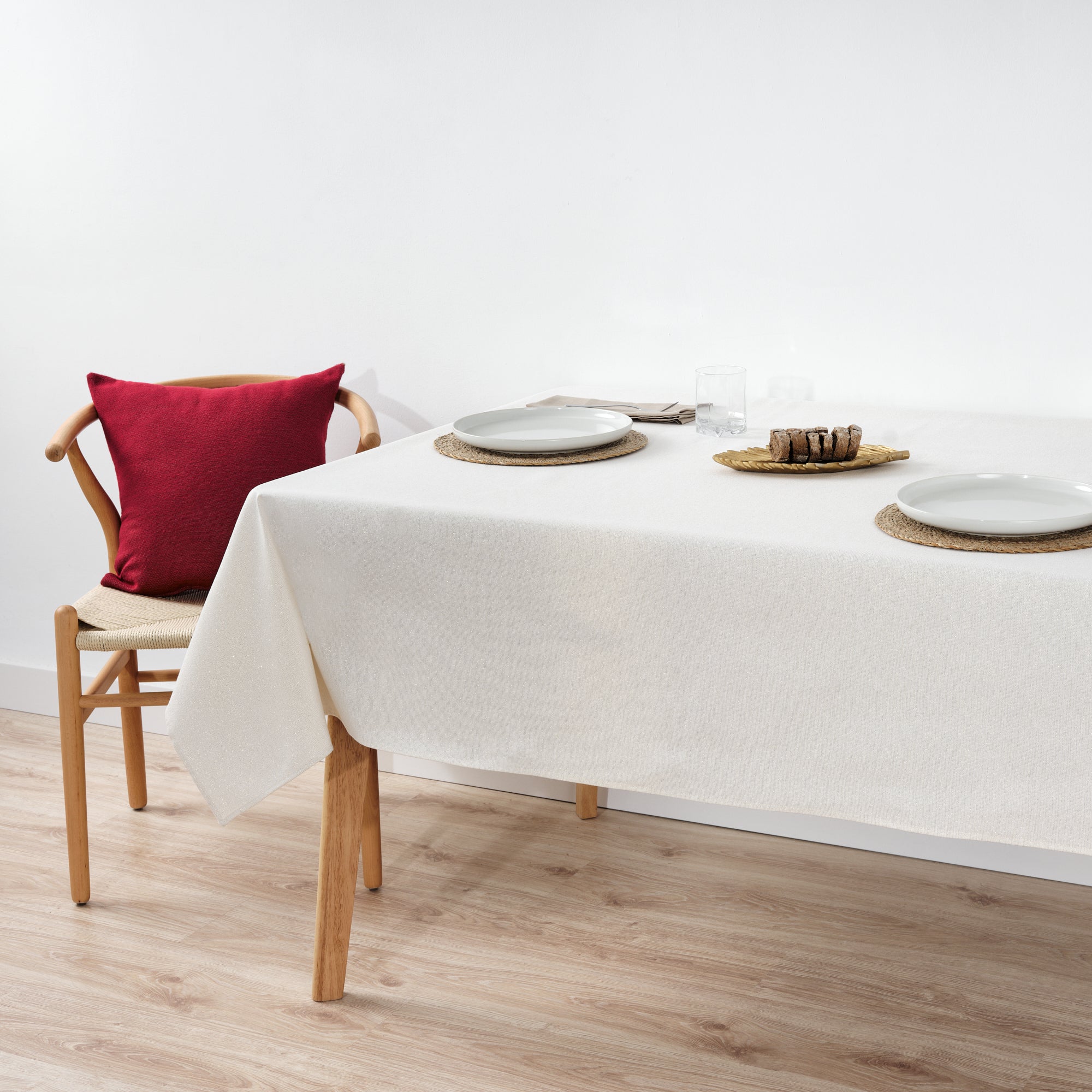 Mantel impermeable antimanchas algodón-lurex Crudo Oro