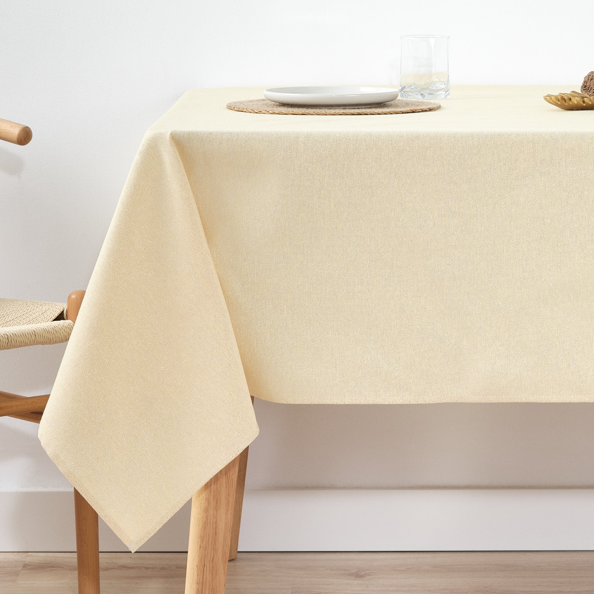Mantel impermeable antimanchas algodón-lurex Beig Oro