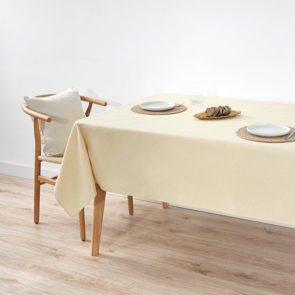 Mantel impermeable antimanchas algodón-lurex Beig Oro