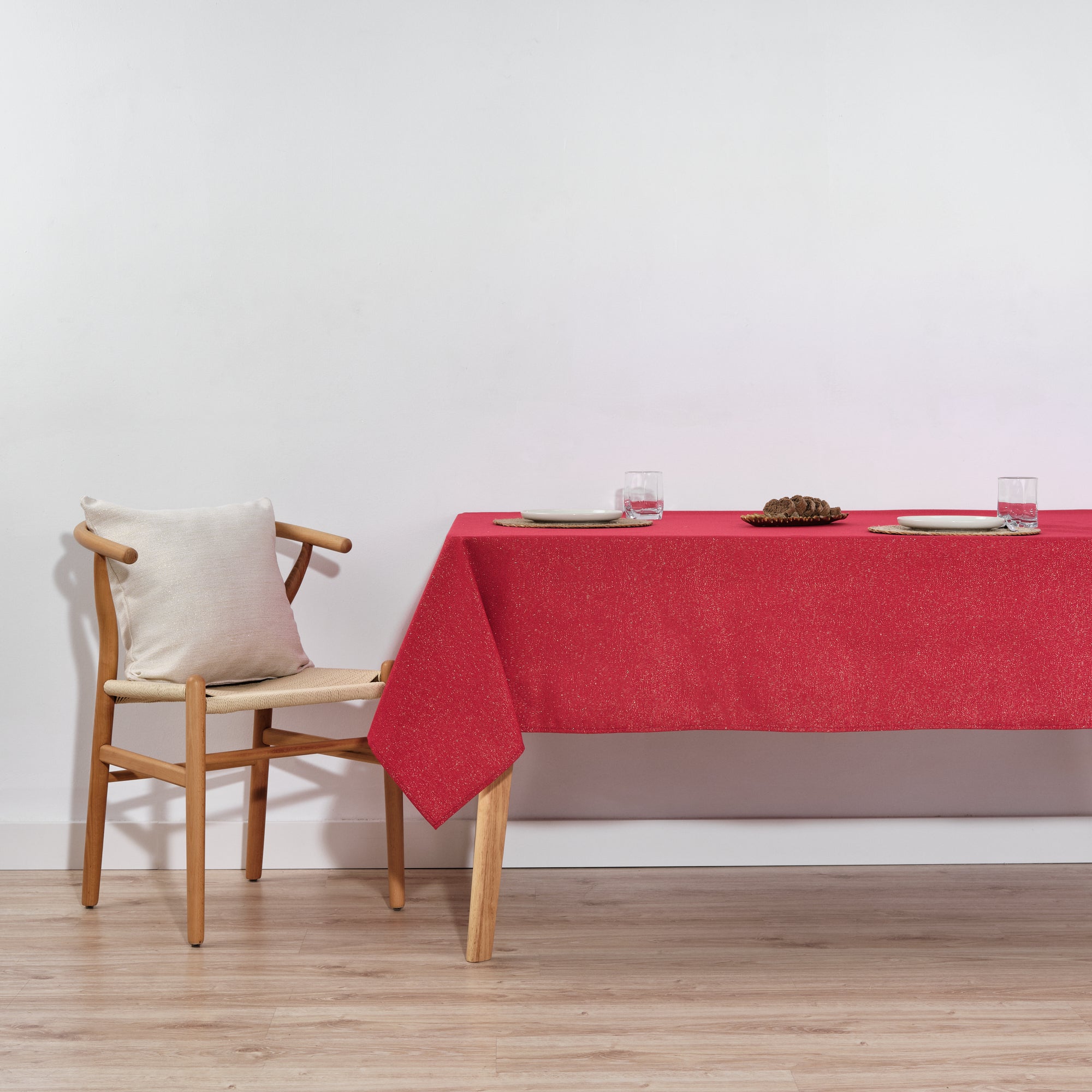 Mantel impermeable antimanchas algodón-lurex Rojo Oro