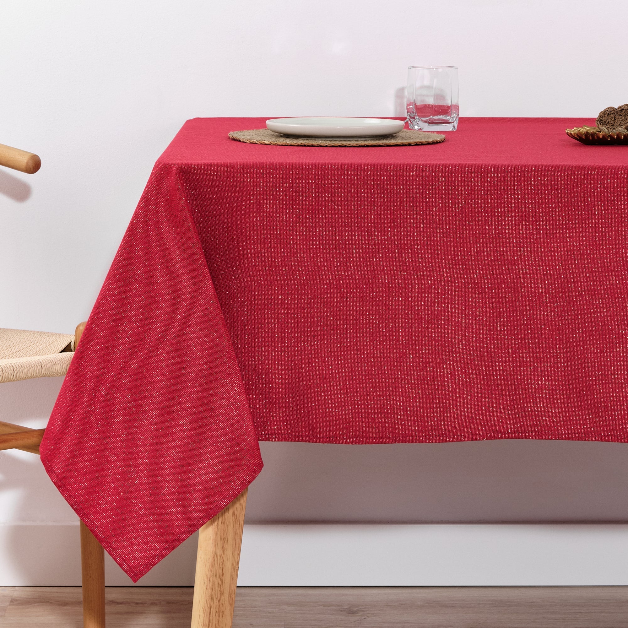 Mantel impermeable antimanchas algodón-lurex Rojo Oro