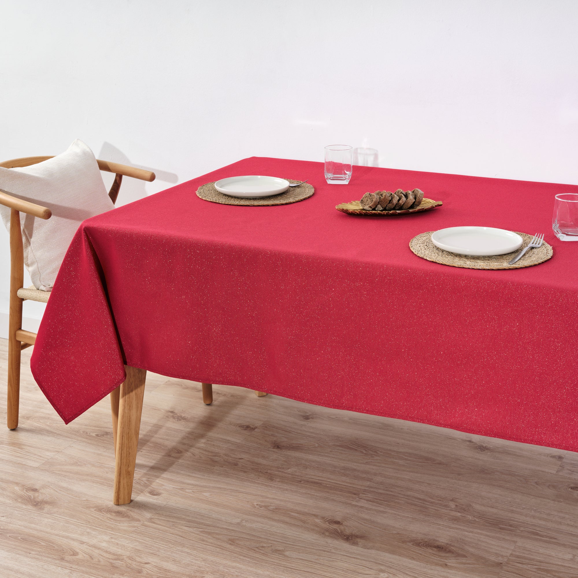 Mantel impermeable antimanchas algodón-lurex Rojo Oro