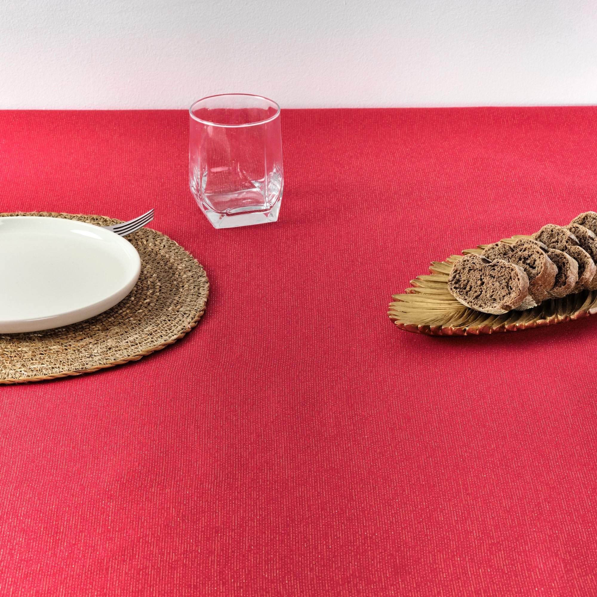 Mantel impermeable antimanchas algodón-lurex Rojo Oro