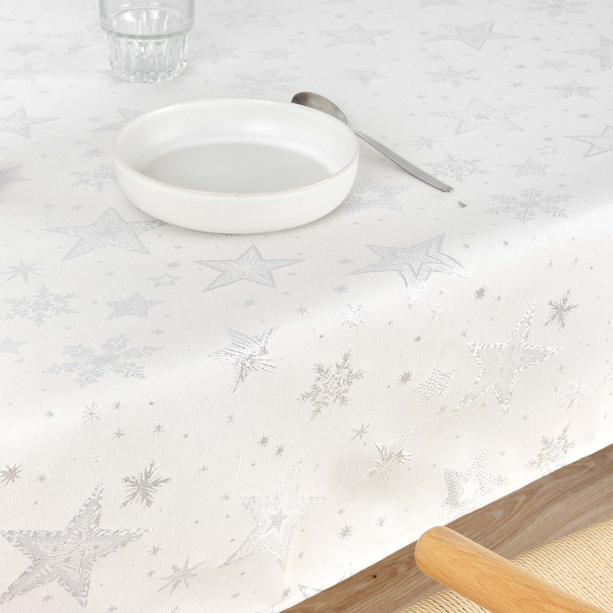 Mantel jacquard 31114A Natural Plata Lurex