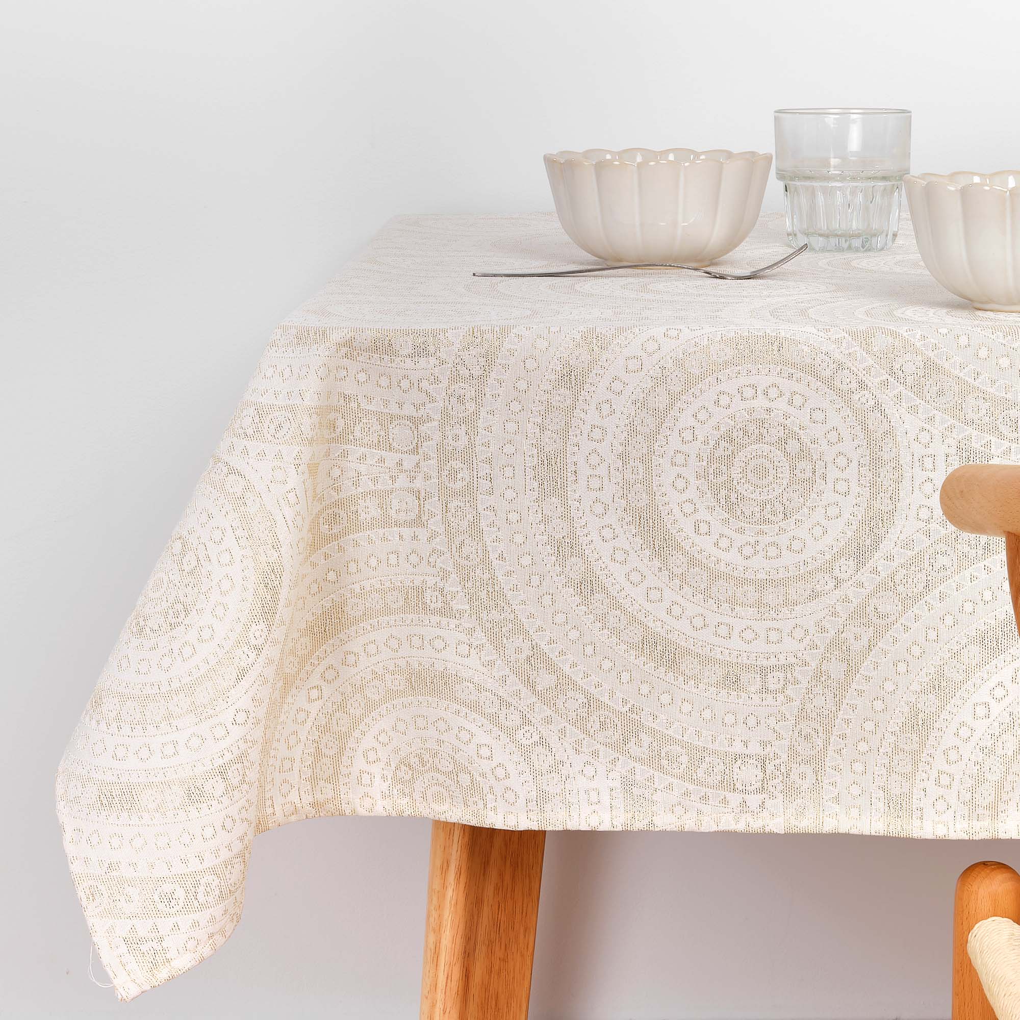 Mantel jacquard R17676 Natural Oro Lurex