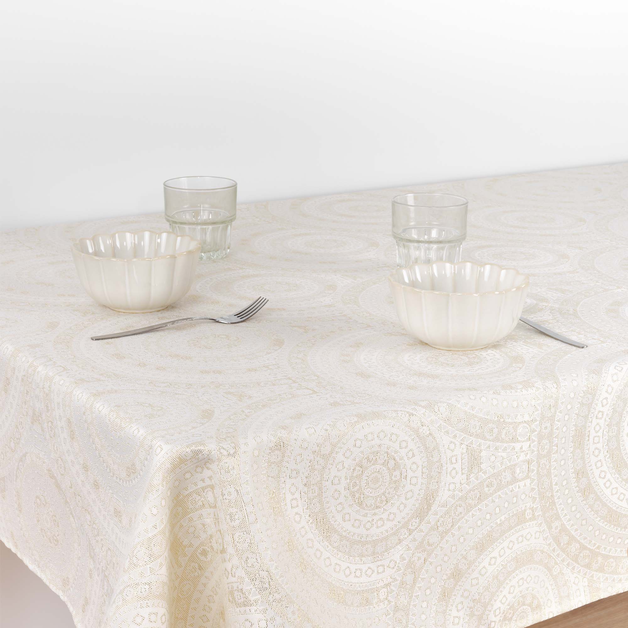 Mantel jacquard R17676 Natural Oro Lurex
