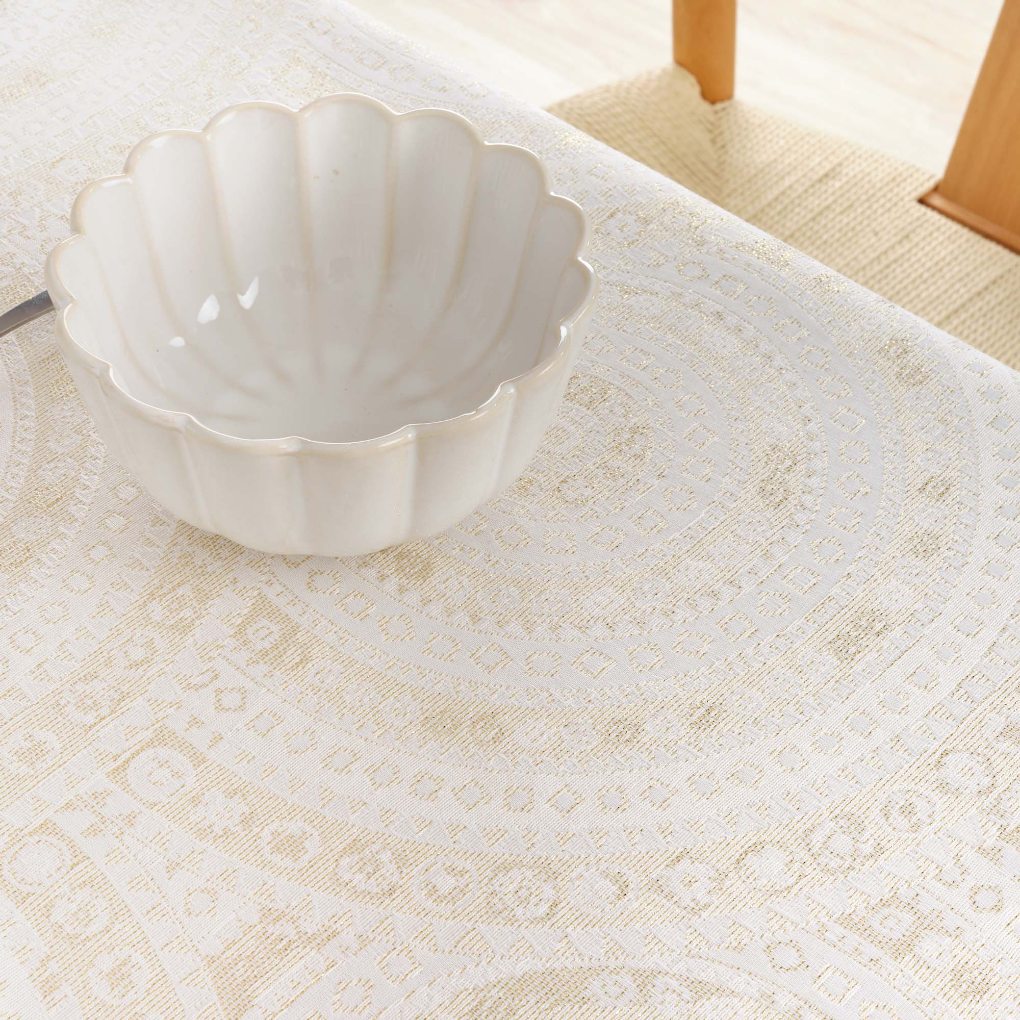 Mantel jacquard R17676 Natural Oro Lurex