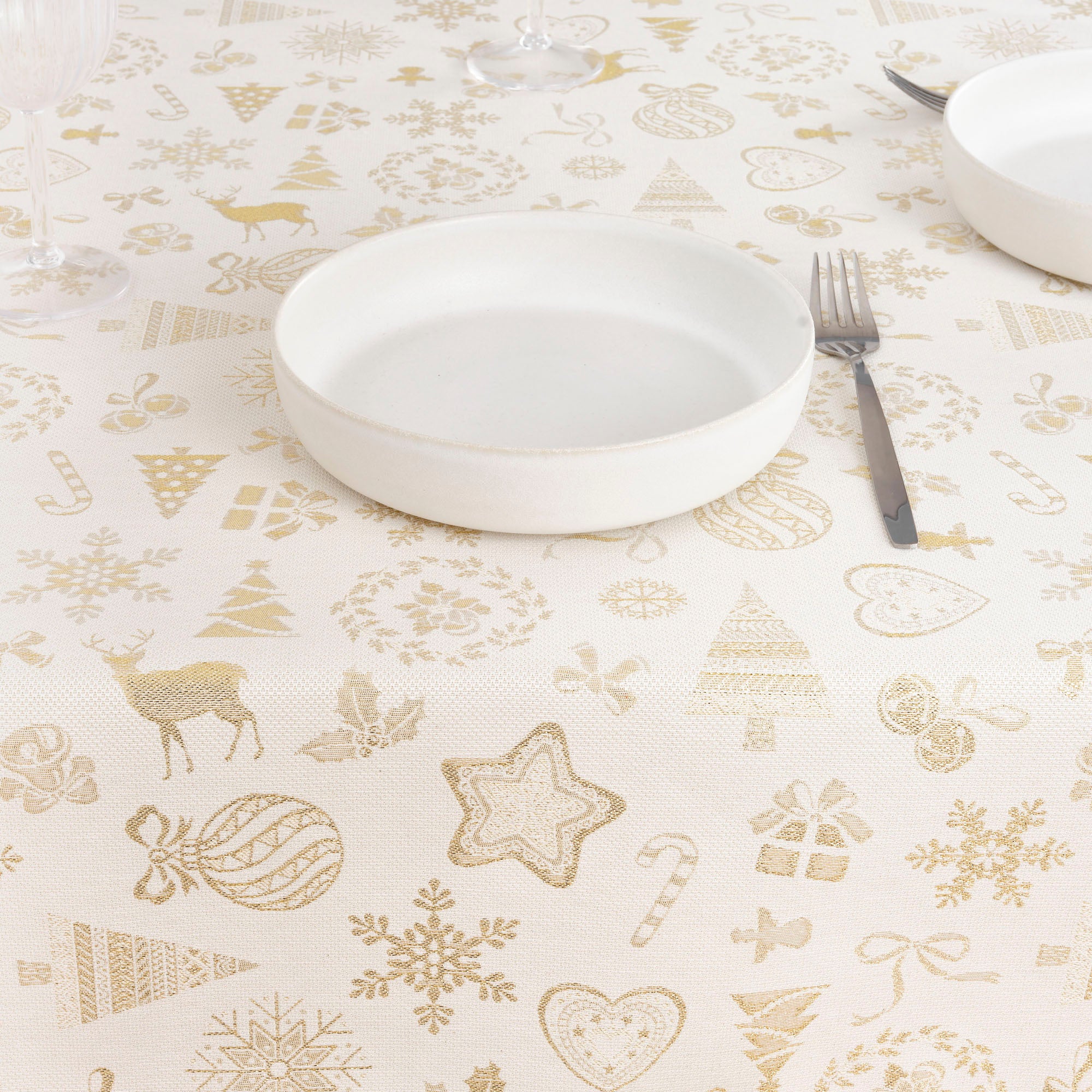 Mantel jacquard R22119 Natural Oro Lurex