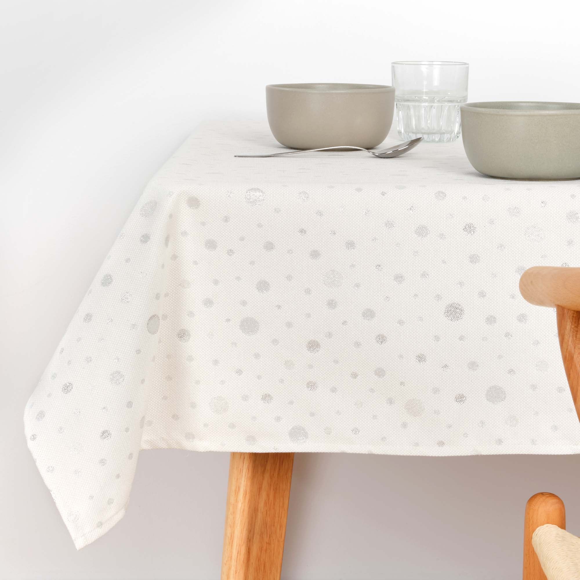 Mantel jacquard R22123 Natural Plata Lurex