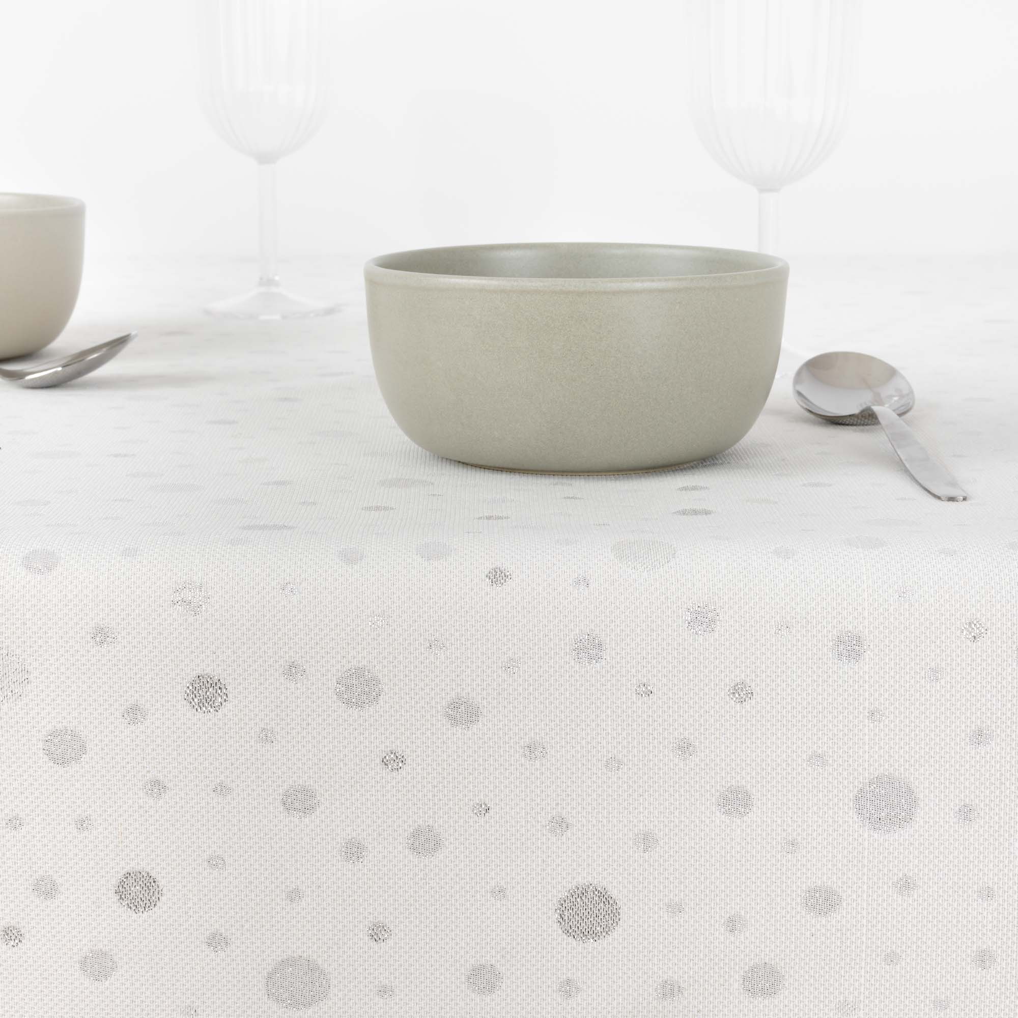 Mantel jacquard R22123 Natural Plata Lurex
