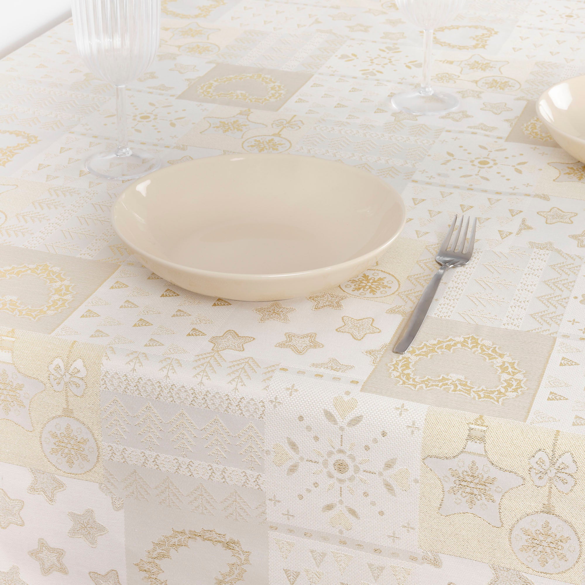 Mantel jacquard R22124 Natural Oro Lurex