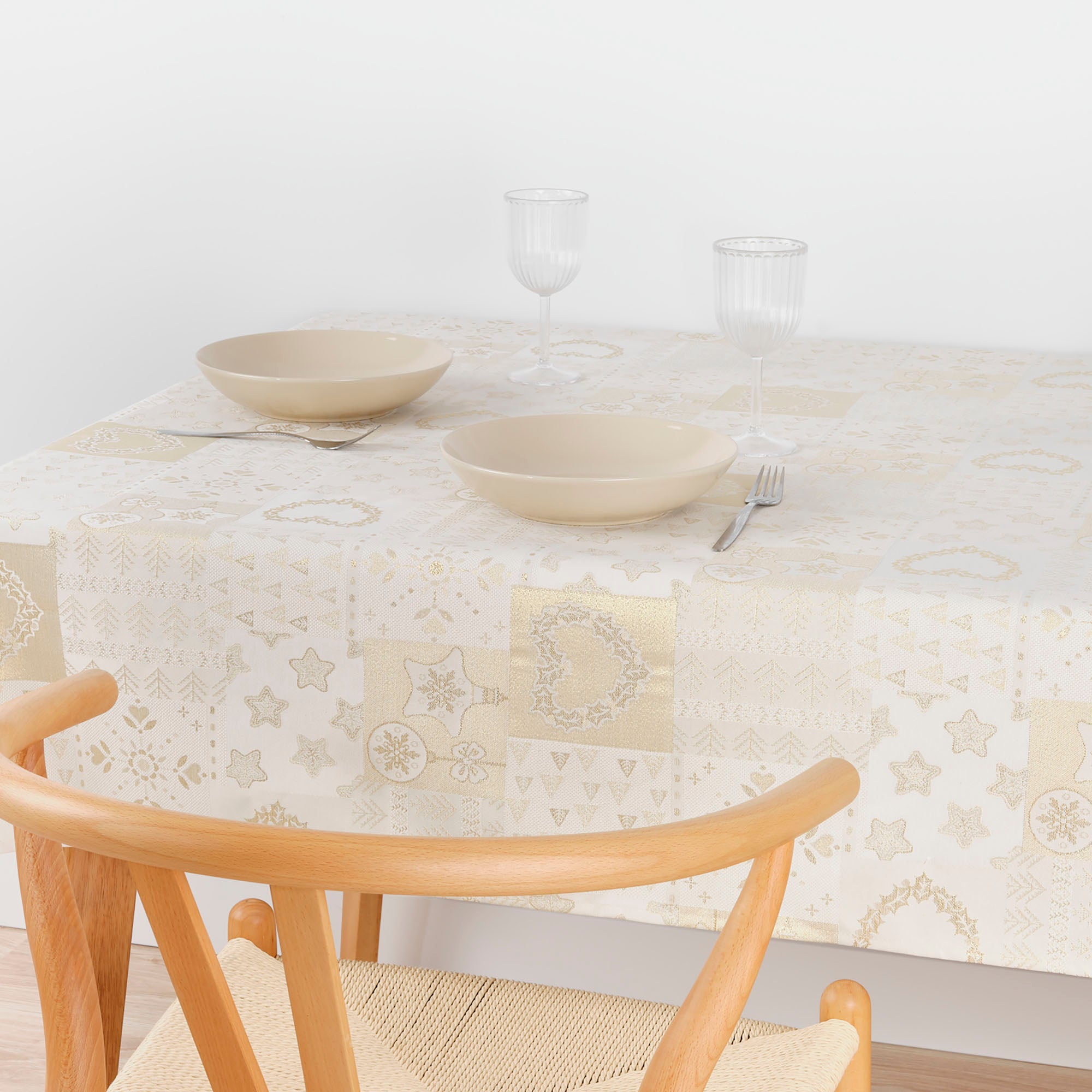 Mantel jacquard R22124 Natural Oro Lurex