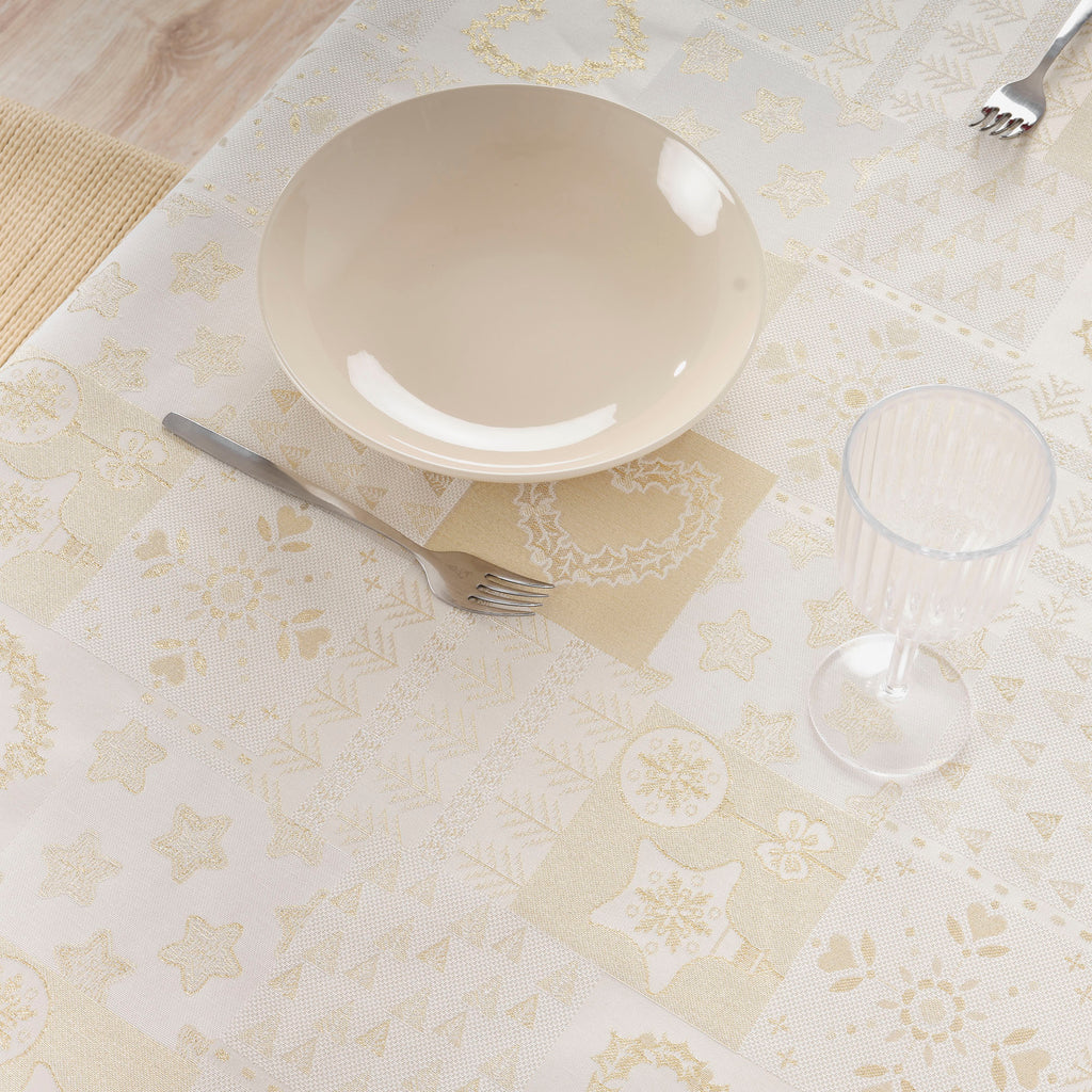 Mantel jacquard R22124 Natural Oro Lurex
