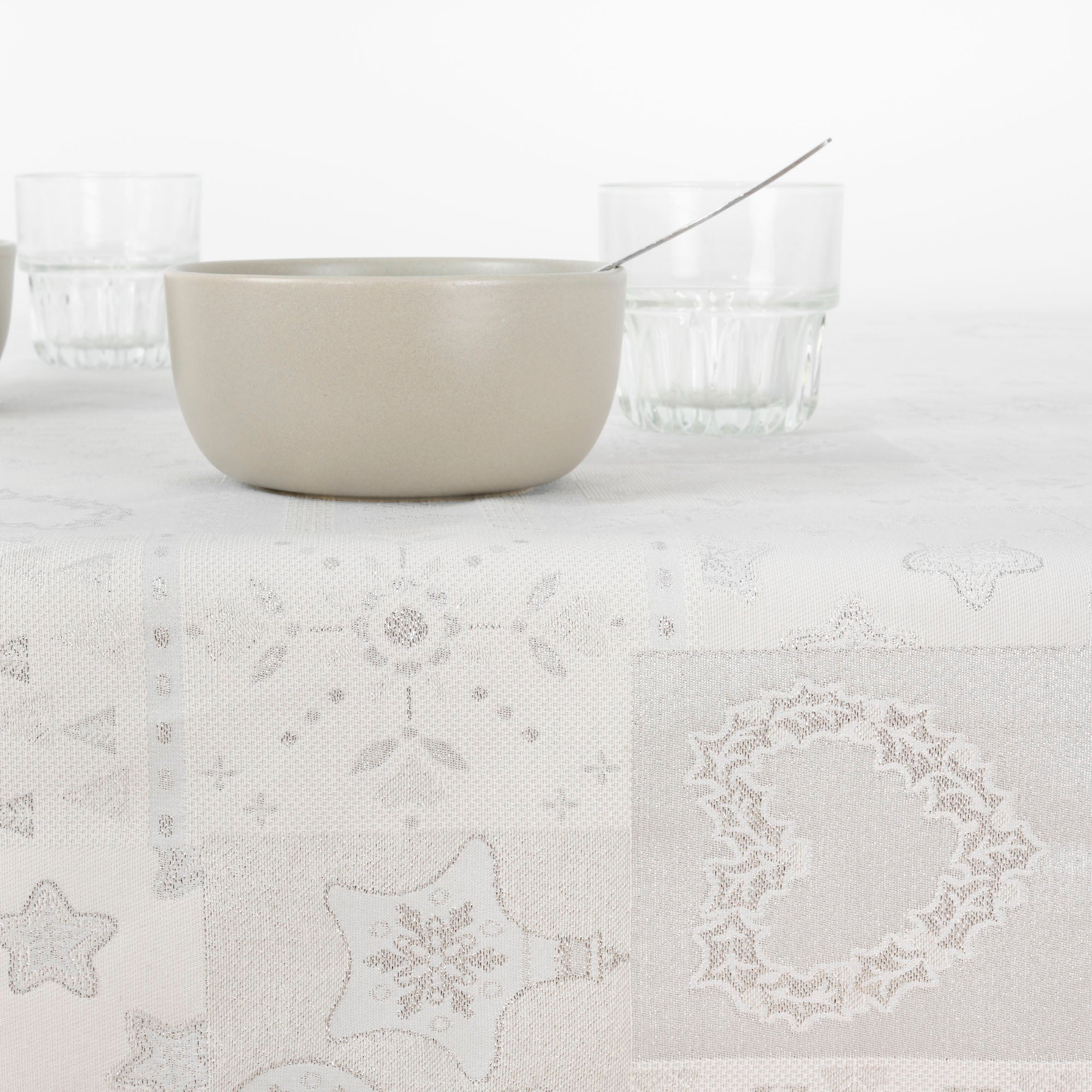 Mantel jacquard R22120 Natural Plata Lurex
