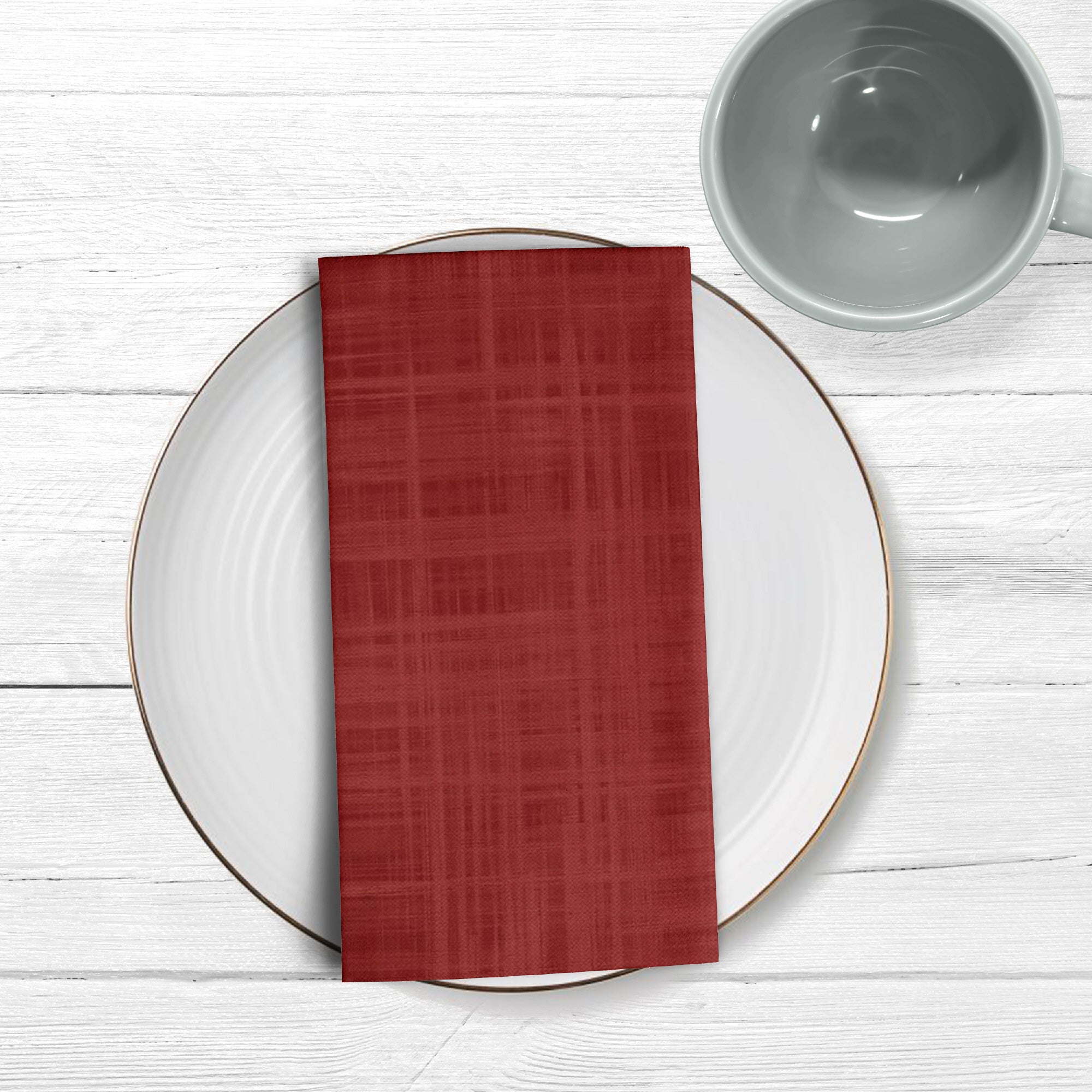Servilletas algodón-lino pack de 2 unidades Liso Rojo