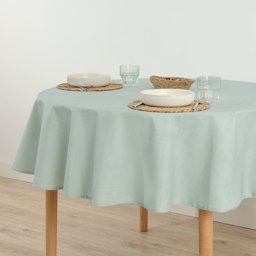 Mantel redondo antimanchas Azul de Verano
