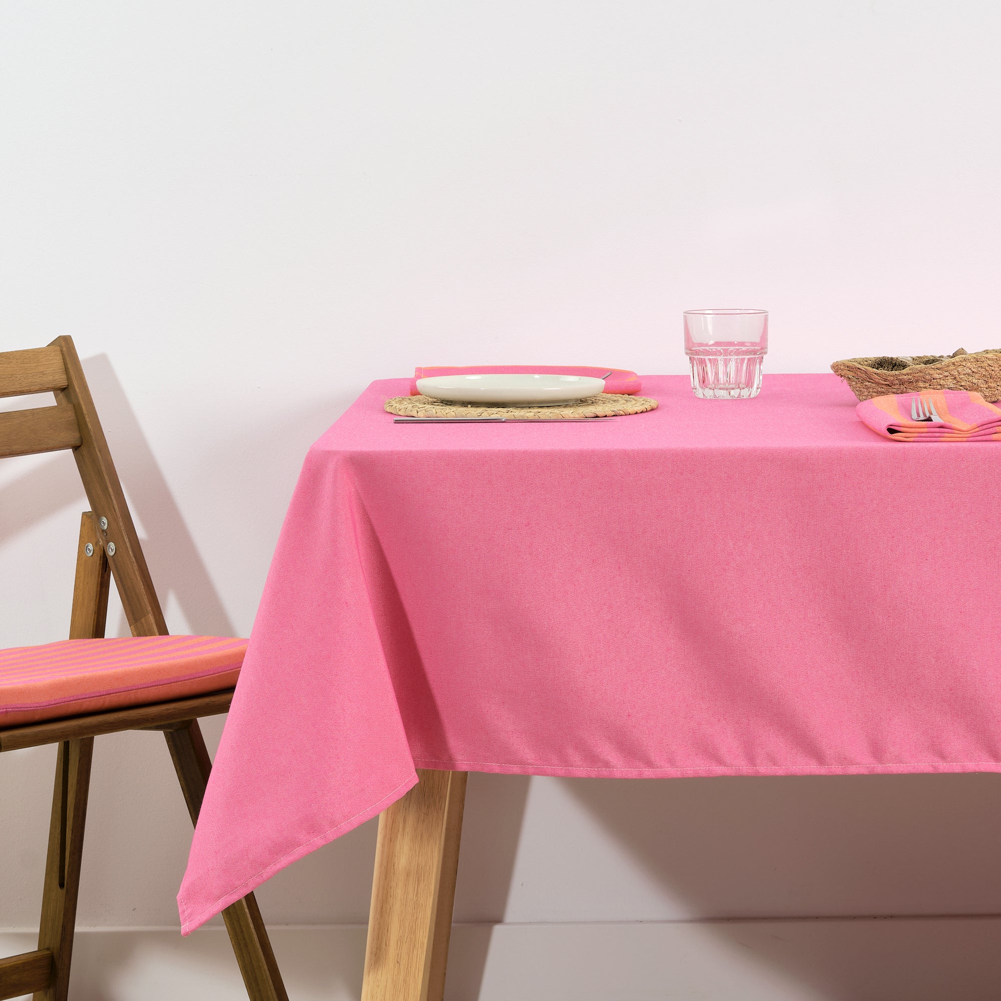 Mantel de tela jacquard Maglia Liso Fucsia