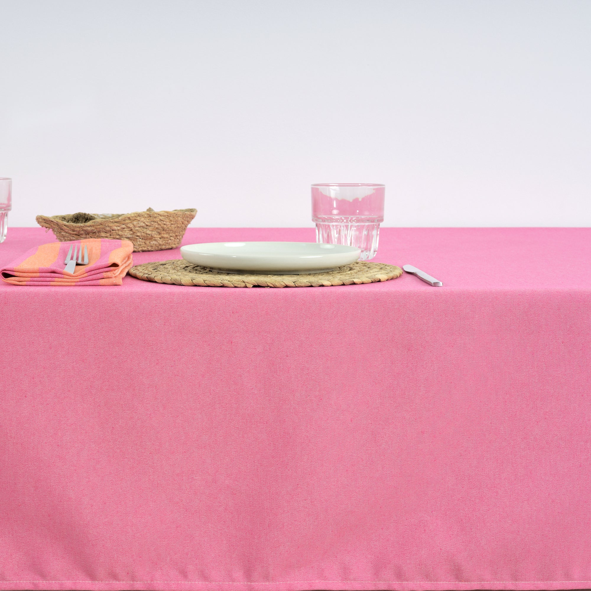 Mantel de tela jacquard Maglia Liso Fucsia