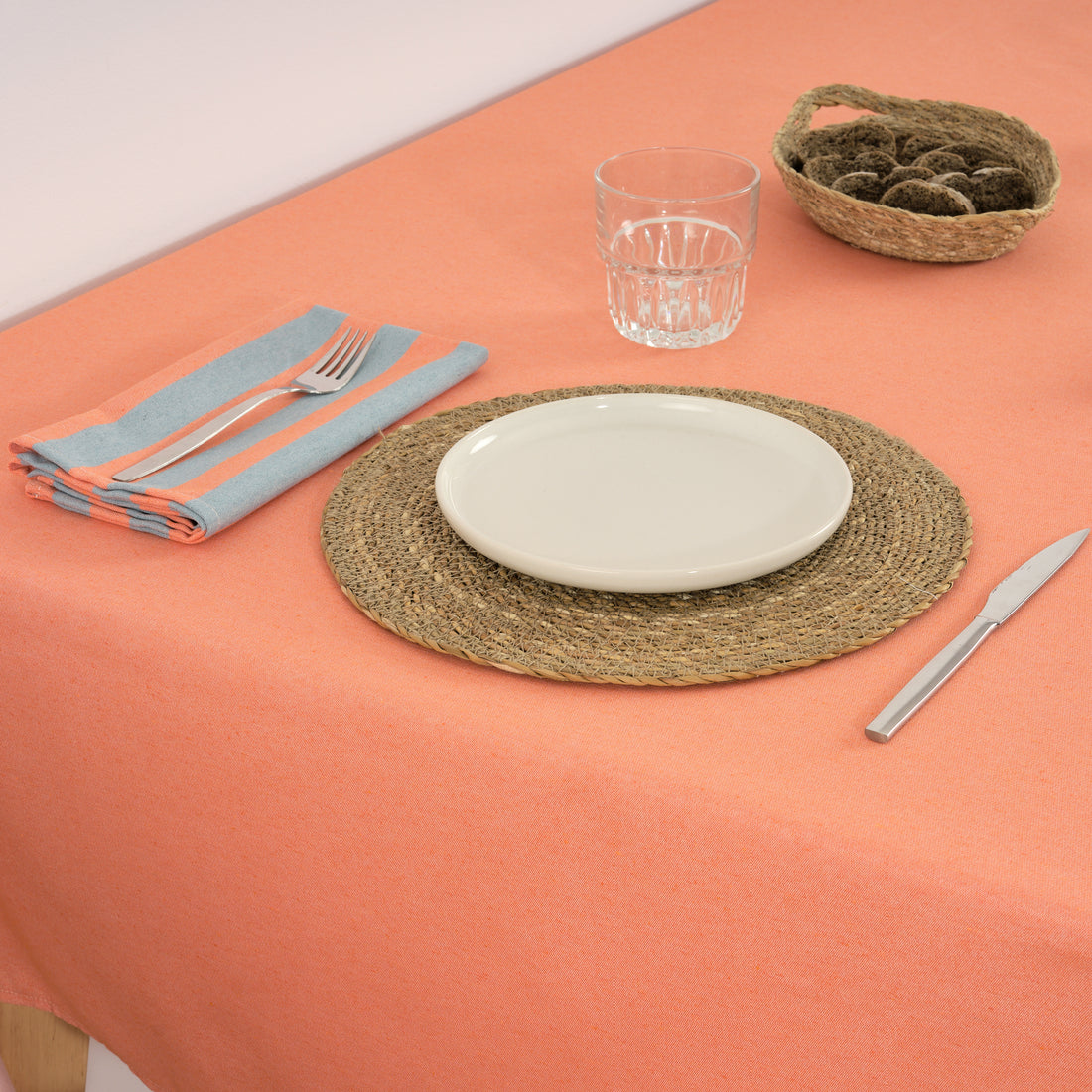Mantel de tela jacquard Maglia Liso Naranja