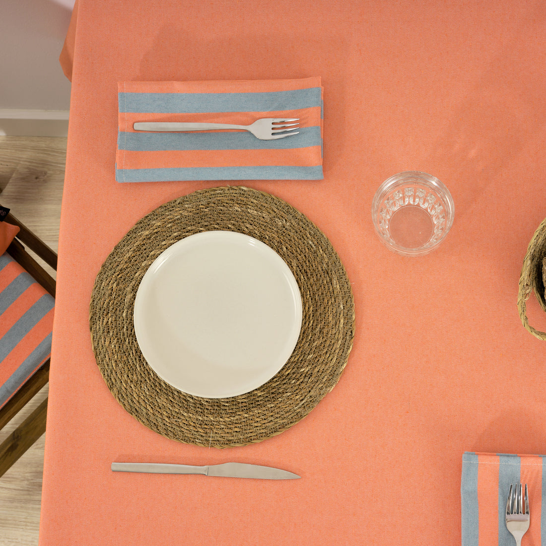 Mantel de tela jacquard Maglia Liso Naranja