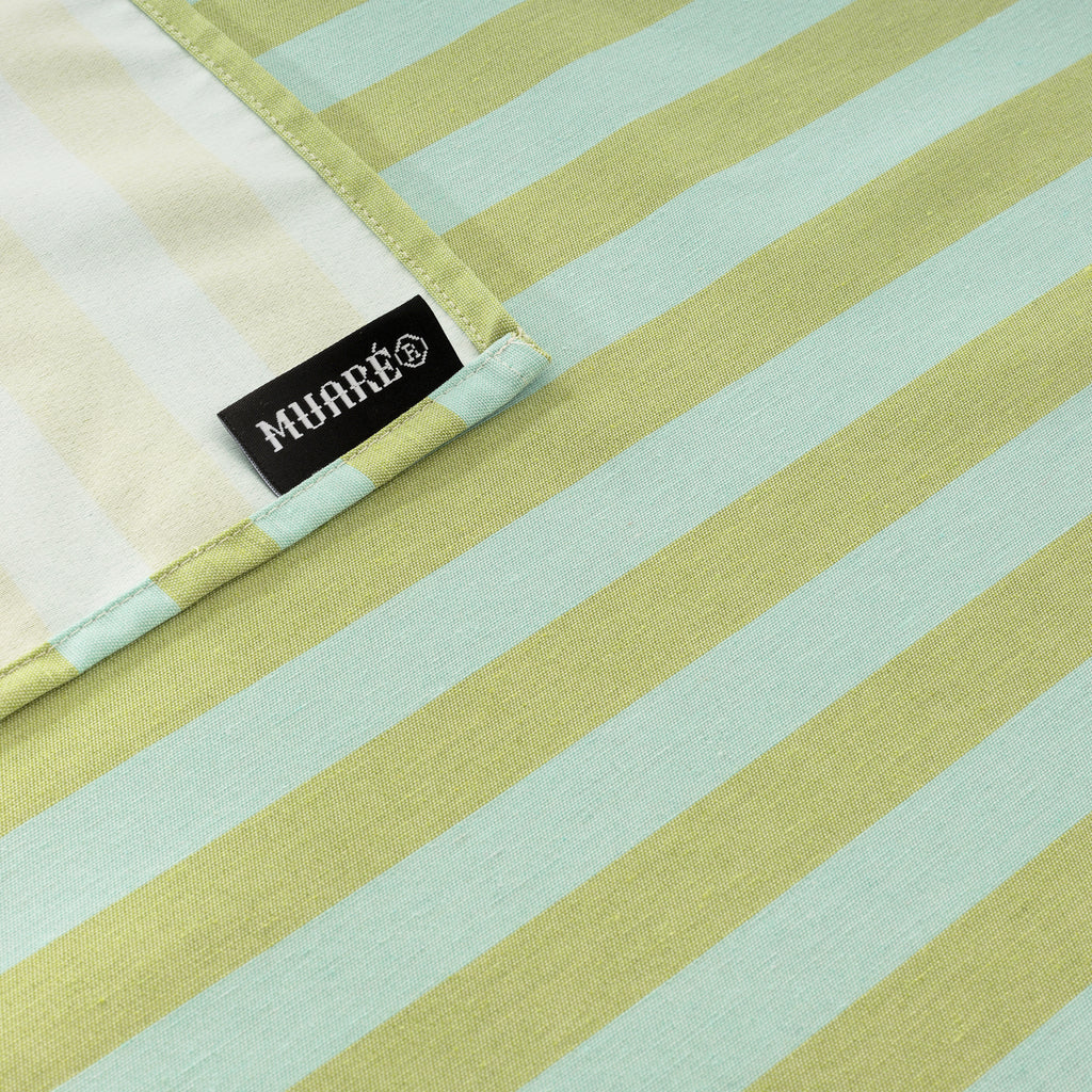 Mantel de tela jacquard Maglia Raya Pistacho y Turquesa