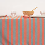 Mantel de tela jacquard Maglia Raya Naranja y Agua