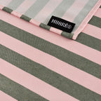 Mantel de tela jacquard Maglia Raya Rosa y Musgo