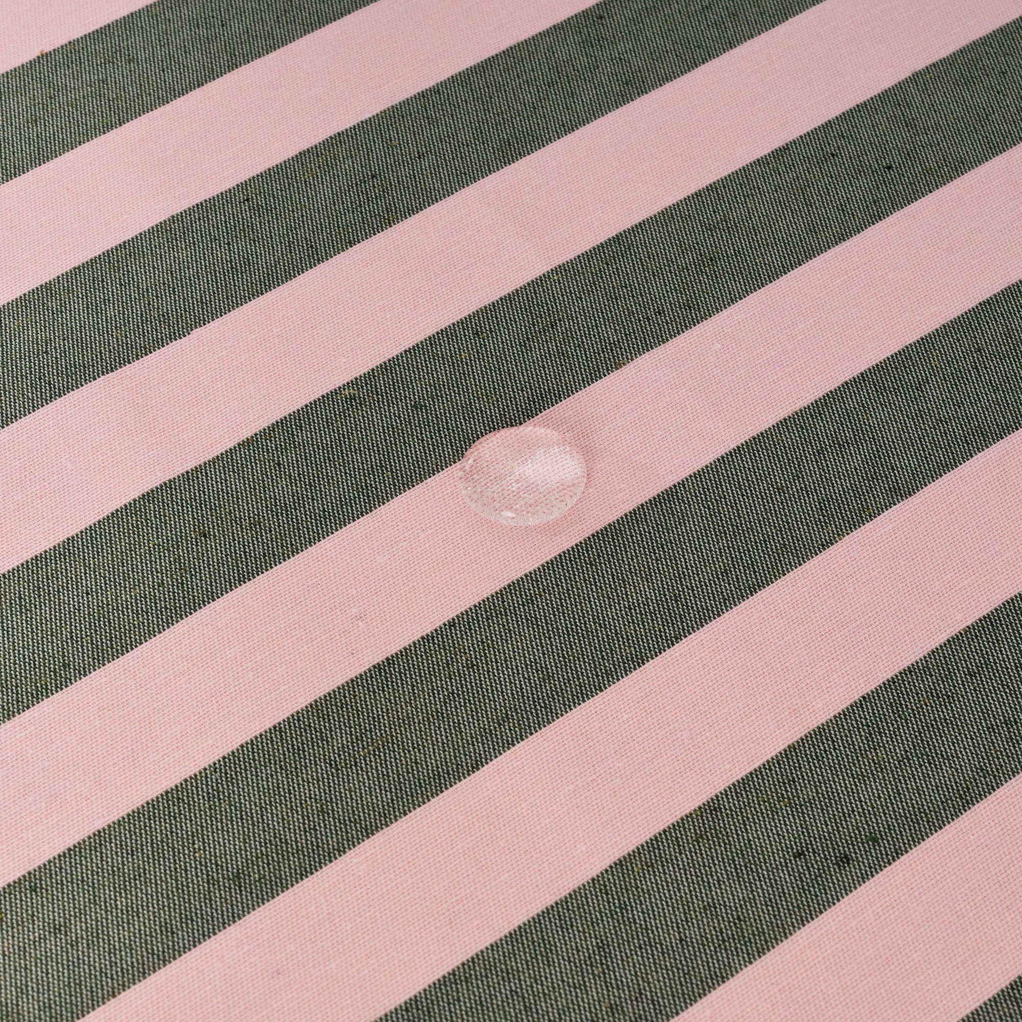 Mantel de tela jacquard Maglia Raya Rosa y Musgo