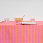 Mantel de tela jacquard Maglia Raya Fucsia y Naranja