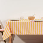 Mantel de tela jacquard Maglia Raya Rosa y Yema