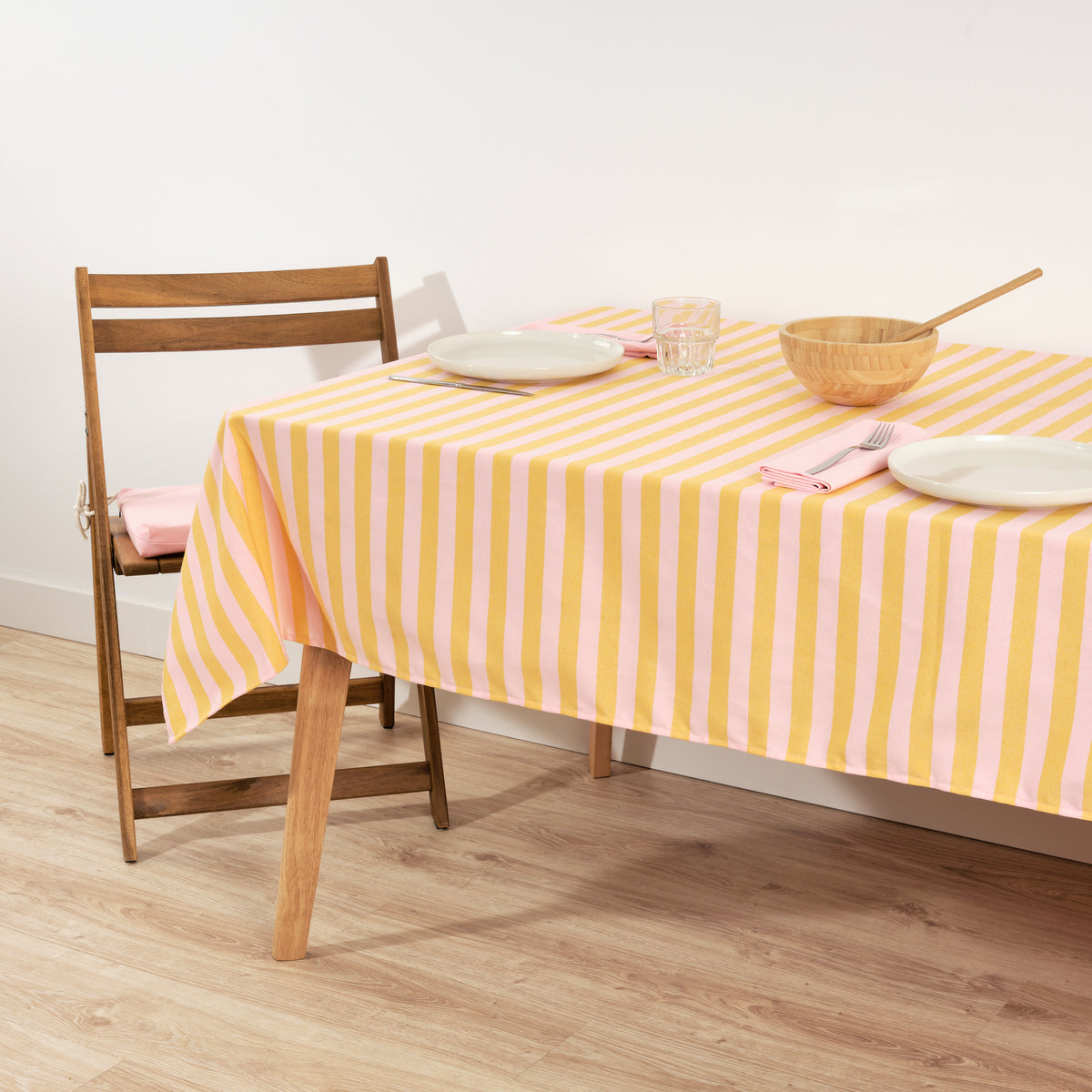 Stofftischdecke jacquard Maglia Streifen Rosa y Yema – Muaré