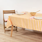Mantel de tela jacquard Maglia Raya Rosa y Yema