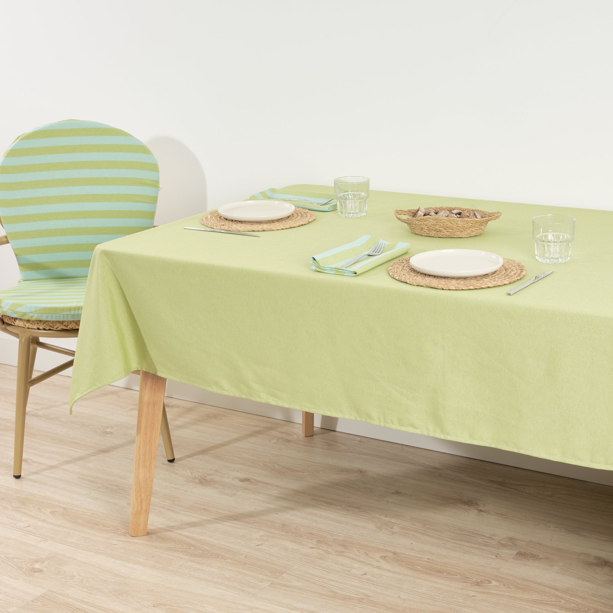 Mantel de tela jacquard Maglia Liso Pistacho