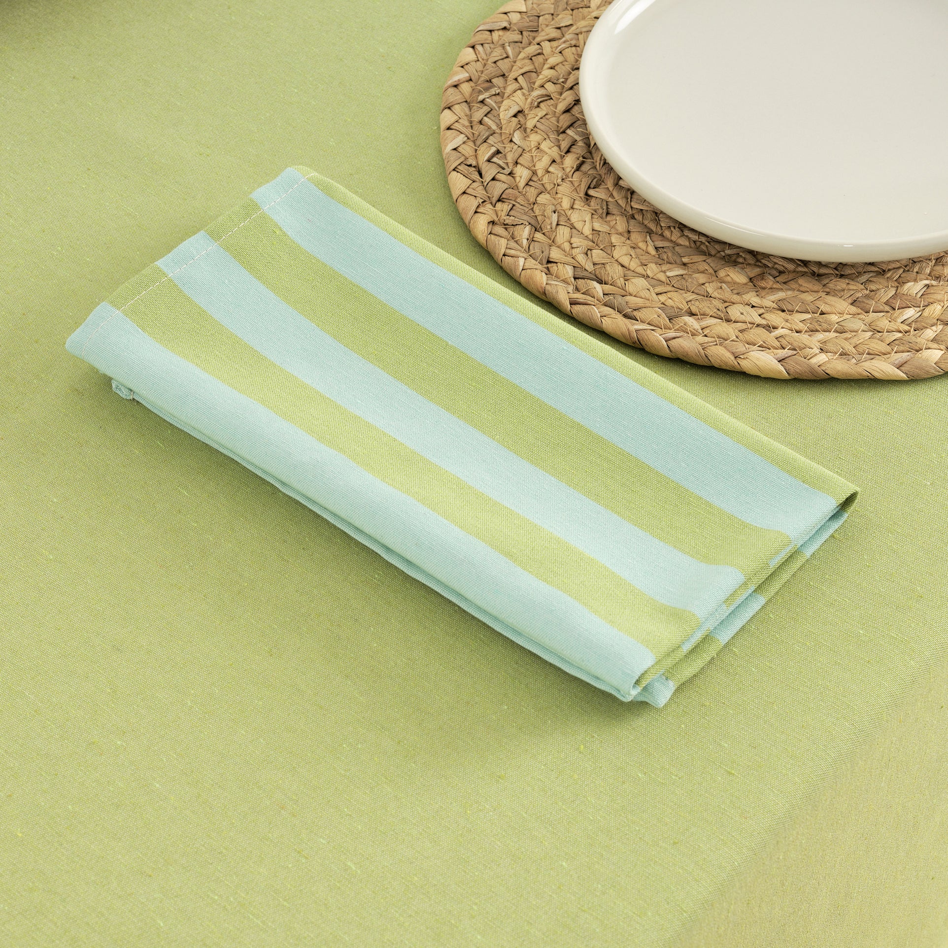 Pack 2 unidades servilletas Maglia Raya Pistacho y Turquesa 45x45 cm