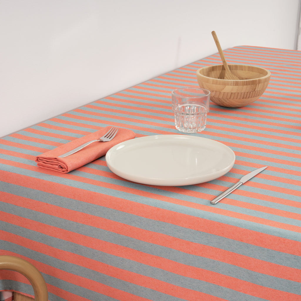 Pack 2 unidades servilletas Maglia Raya Naranja y Agua 45x45 cm