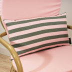 Funda de cojín Maglia Raya Rosa y Musgo 30x50 cm