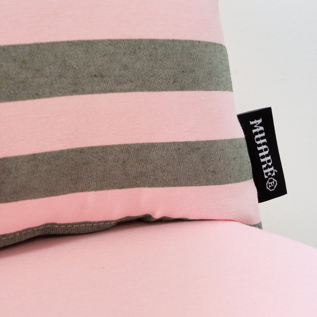 Funda de cojín Maglia Raya Rosa y Musgo 30x50 cm