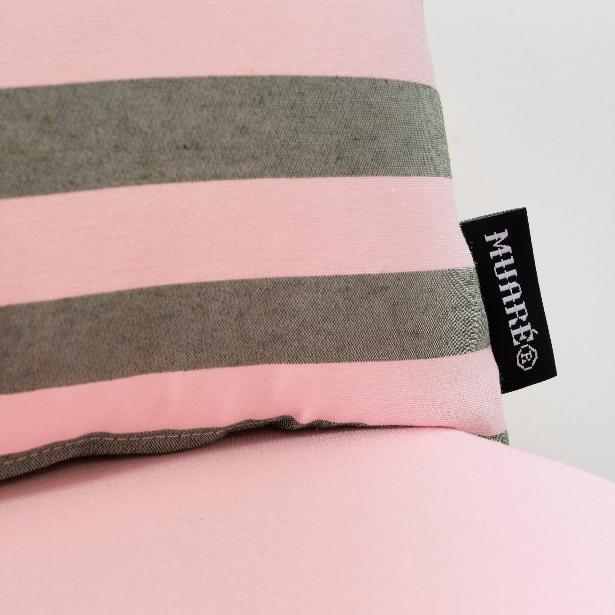 Funda de cojín Maglia Raya Rosa y Musgo 30x50 cm