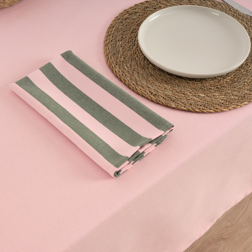 Pack 2 unidades servilletas Maglia Raya Rosa y Musgo 45x45 cm